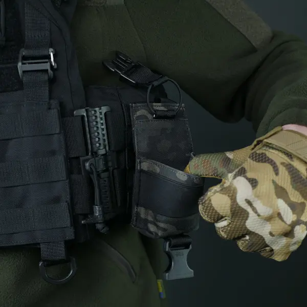 Тактичний підсумок під рацію KIBORG GU Single Mag Pouch Чорний Мультикам