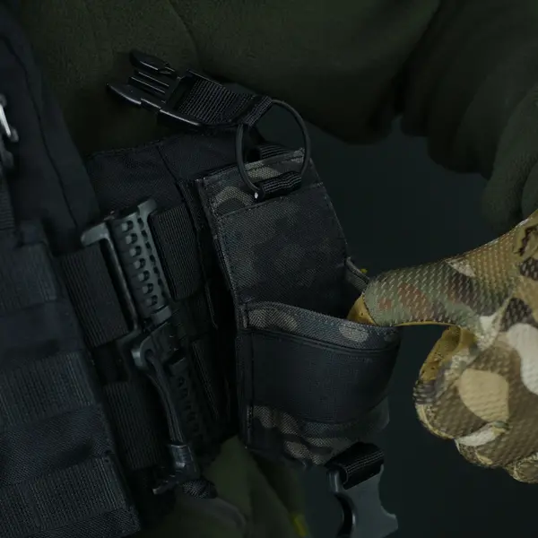 Тактичний підсумок під рацію KIBORG GU Single Mag Pouch Чорний Мультикам