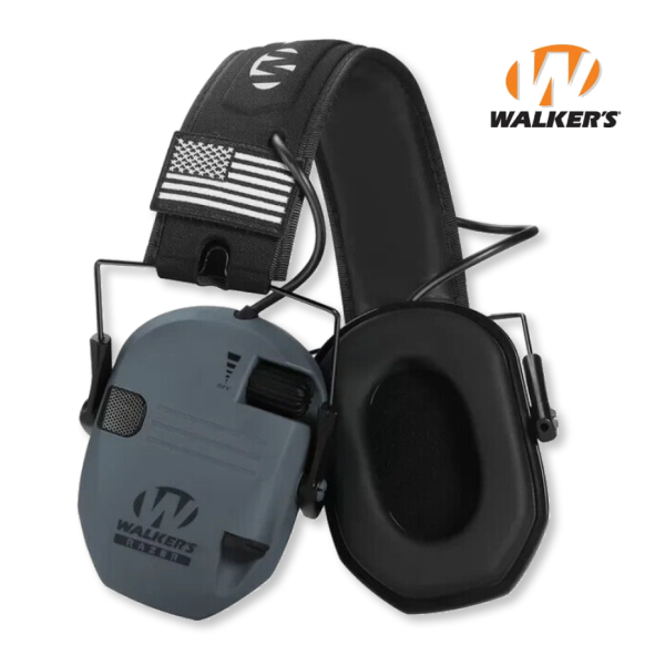 Активные наушники Walker's Razor Slim Patriot Original с патчами (Серый)
