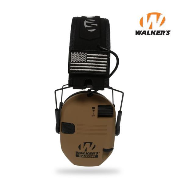 Активные наушники Walker's Razor Slim Original с патчами (коричневый)