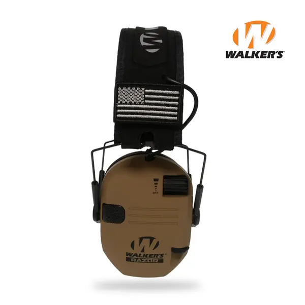 Активные наушники Walker's Razor Slim Original с патчами (коричневый)