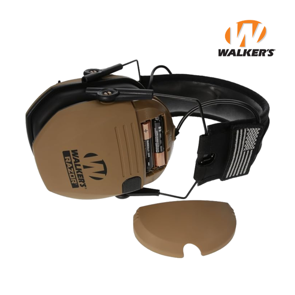 Активные наушники Walker's Razor Slim Original с патчами (коричневый)