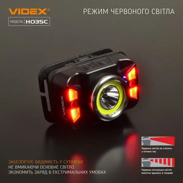 Налобный светодиодный фонарик VIDEX VLF-H035C 410Lm 5000K