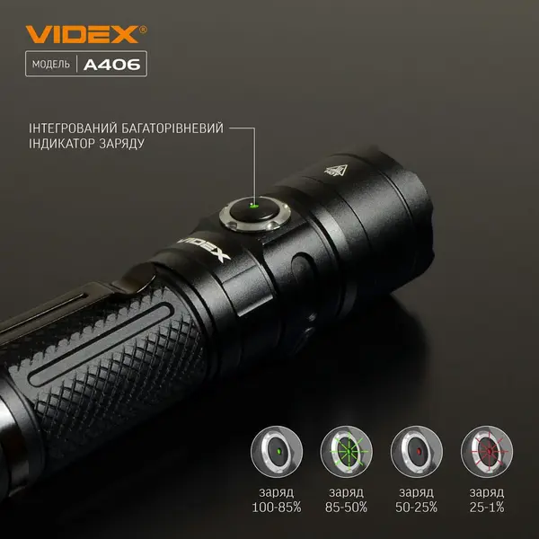 Портативний світлодіодний ліхтарик VIDEX VLF-A406 4000Lm 6500K