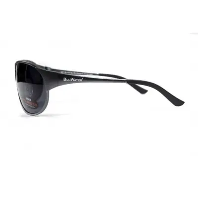 Окуляри поляризаційні BluWater Alumination-3 Gun Metal Polarized (gray) чорні в темній оправі, Чорний