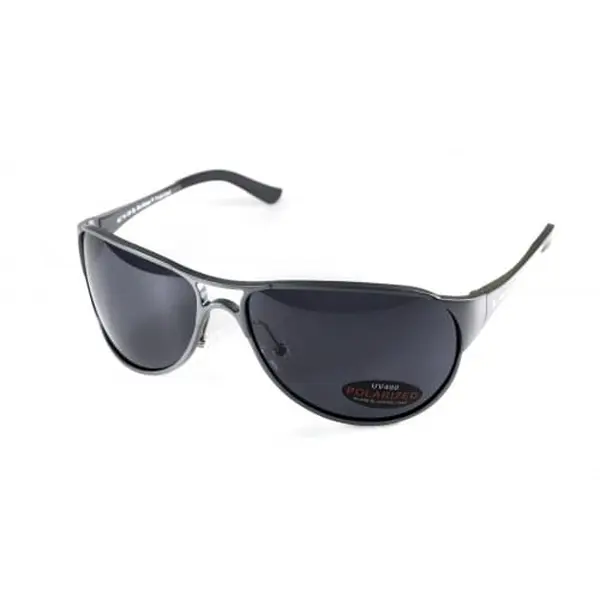 Окуляри поляризаційні BluWater Alumination-3 Gun Metal Polarized (gray) чорні в темній оправі, Чорний