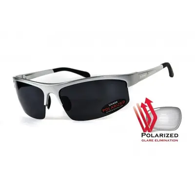 Окуляри поляризаційні BluWater Alumination-5 Silver Polarized (gray) чорні в сріблястій оправі, Сірий