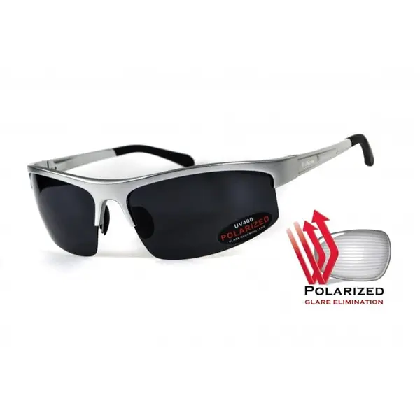 Окуляри поляризаційні BluWater Alumination-5 Silver Polarized (gray) чорні в сріблястій оправі, Сірий