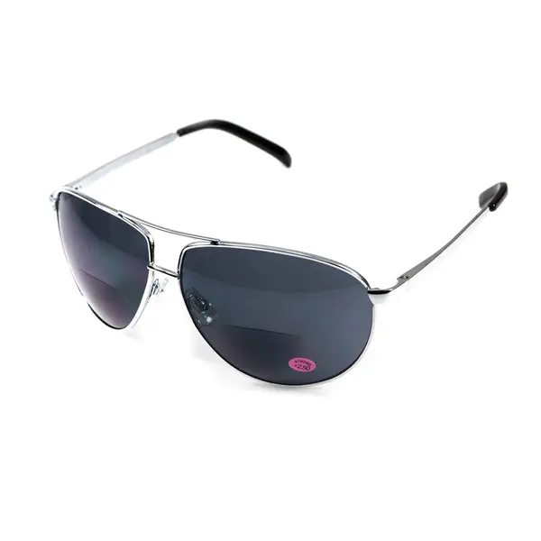 Окуляри біфокальні (захисні) Global Vision Aviator Bifocal (+2.0) (gray), чорні біфокальні лінзи в металевій оправі, Чорний