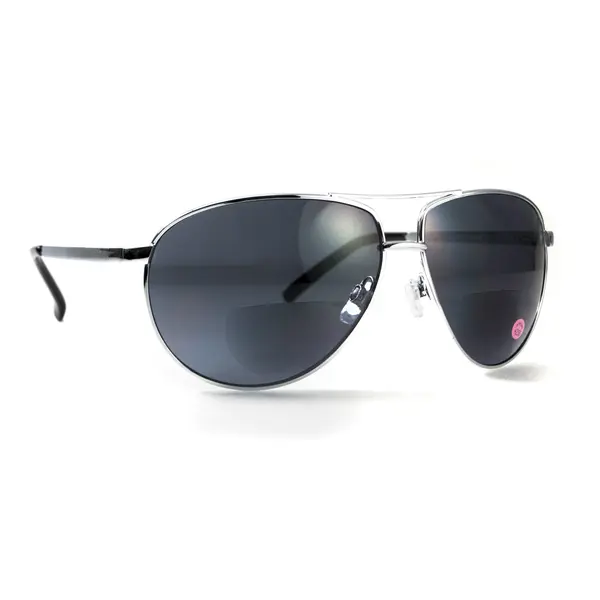 Окуляри біфокальні (захисні) Global Vision Aviator Bifocal (+2.0) (gray), чорні біфокальні лінзи в металевій оправі, Чорний
