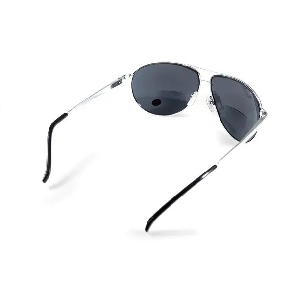 Окуляри біфокальні (захисні) Global Vision Aviator Bifocal (+2.0) (gray), чорні біфокальні лінзи в металевій оправі, Чорний