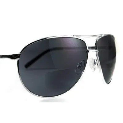 Окуляри біфокальні (захисні) Global Vision Aviator Bifocal (+2.5) (gray), чорні біфокальні лінзи в металевій оправі, Чорний
