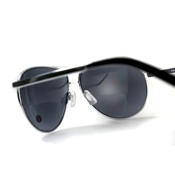 Окуляри біфокальні (захисні) Global Vision Aviator Bifocal (+2.5) (gray), чорні біфокальні лінзи в металевій оправі, Чорний