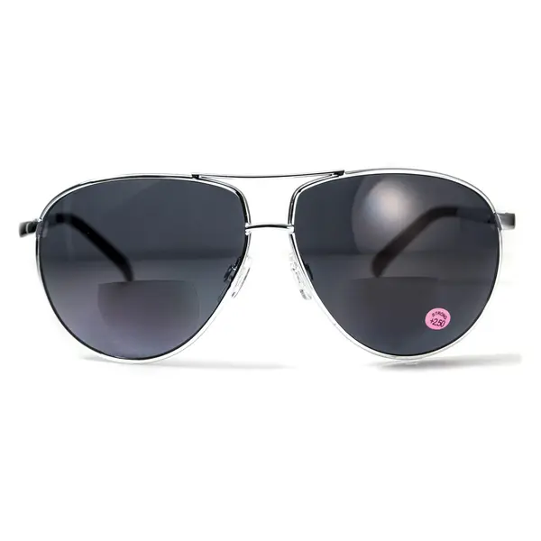 Окуляри біфокальні (захисні) Global Vision Aviator Bifocal (+3.0) (gray), чорні біфокальні лінзи в металевій оправі, Чорний
