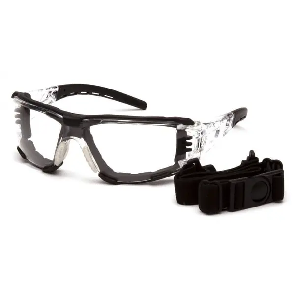 Очки защитные с уплотнителем Pyramex Fyxate (clear) Super Anti-Fog H2MAX, прозрачные, Черный