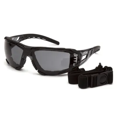 Окуляри захисні з ущільнювачем Pyramex Fyxate (gray) Super Anti-Fog H2MAX, сірі, Чорний