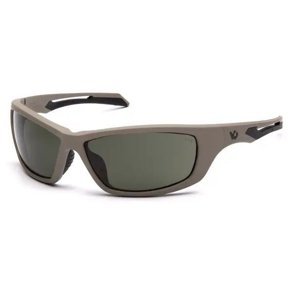 Очки защитные Venture Gear Tactical Howitzer Tan (forest gray) Anti-Fog, чёрно-зелёные в песочной оправе