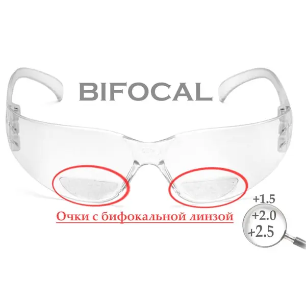Окуляри біфокальні (захисні) Pyramex Intruder Bifocal (+1.5) (clear) прозорі, Прозорий
