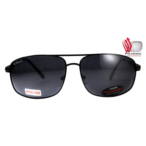 Окуляри поляризаційні BluWater Navigator-2 Polarized (gray), чорні в металевій оправі, Чорний