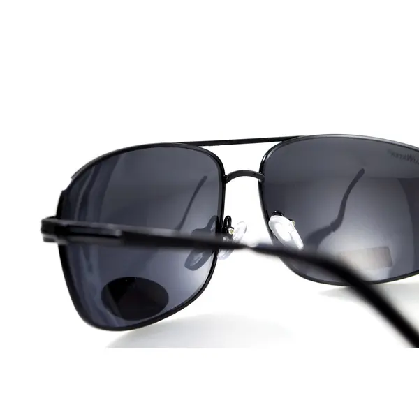 Окуляри поляризаційні BluWater Navigator-2 Polarized (gray), чорні в металевій оправі, Чорний