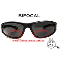 Окуляри біфокальні поляризаційні (захисні) BluWater Winkelman-2 polarized (+2.5 bifocal), (gray) чорні, Чорний