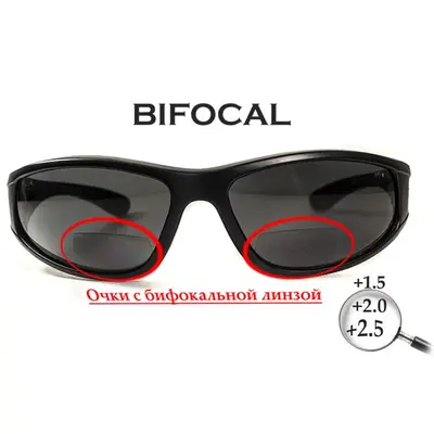 Окуляри біфокальні поляризаційні (захисні) BluWater Winkelman-2 polarized (+2.5 bifocal), (gray) чорні, Чорний