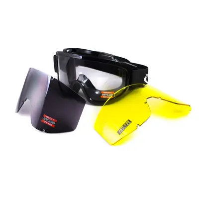 Захисні окуляри Global Vision Wind-Shield 3 lens KIT Anti-Fog, три змінних лінзи, Чорний