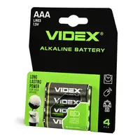 Батарейка лужная Videx LR03/AAA 4шт Blister Card