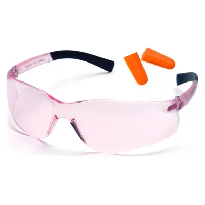 Захисні окуляри Pyramex Mini-Ztek (light pink) combo, рожеві (беруші входять в комплект), Рожевий