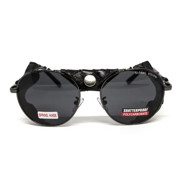 Окуляри захисні Global Vision Aviator-5 GunMetal (gray), сірі в темній оправі зі з'ємним ущільнювачем із синтетичної "шкіри", Чорний