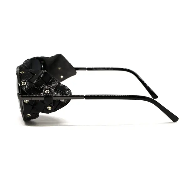 Окуляри захисні Global Vision Aviator-5 GunMetal (gray), сірі в темній оправі зі з'ємним ущільнювачем із синтетичної "шкіри", Чорний