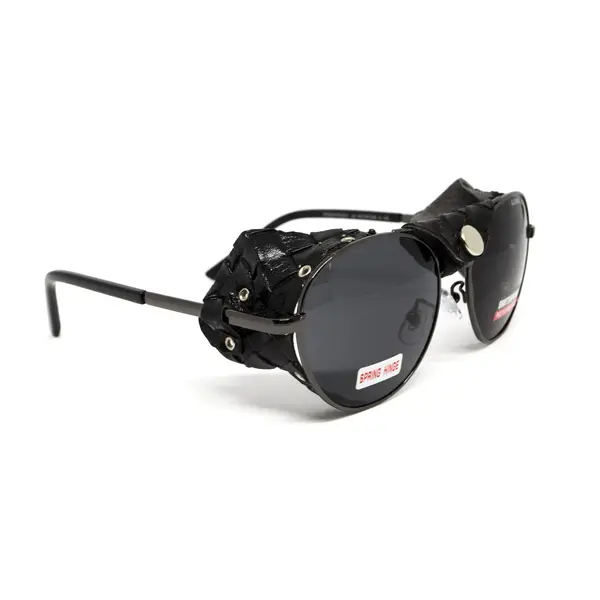 Окуляри захисні Global Vision Aviator-5 GunMetal (gray), сірі в темній оправі зі з'ємним ущільнювачем із синтетичної "шкіри", Чорний