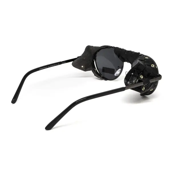 Окуляри захисні Global Vision Aviator-5 GunMetal (gray), сірі в темній оправі зі з'ємним ущільнювачем із синтетичної "шкіри", Чорний
