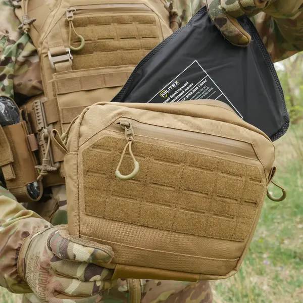 Сумка-напашник XL Kiborg з балістичним пакетом 1 клас захисту Militex GU Сordura Coyote
