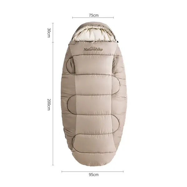 Спальний мішок овальний Naturehike PS200 NH20MSD03, бежевий