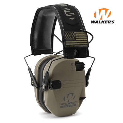 Активные наушники Walker's Razor Slim Patriot с патчами, FDE (Песочный)