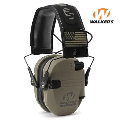 Активні навушники Walker's Razor Slim Patriot з патчами, FDE (Пісочний)