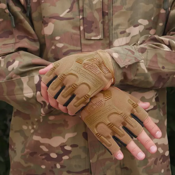 Рукавички безпалі з гумовим демпфером Mechanix Койот ONE SIZE