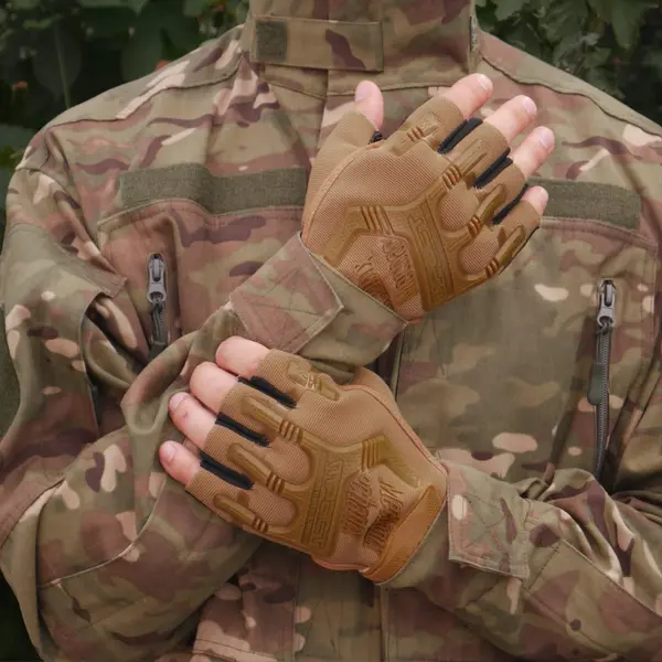 Рукавички безпалі з гумовим демпфером Mechanix Койот ONE SIZE
