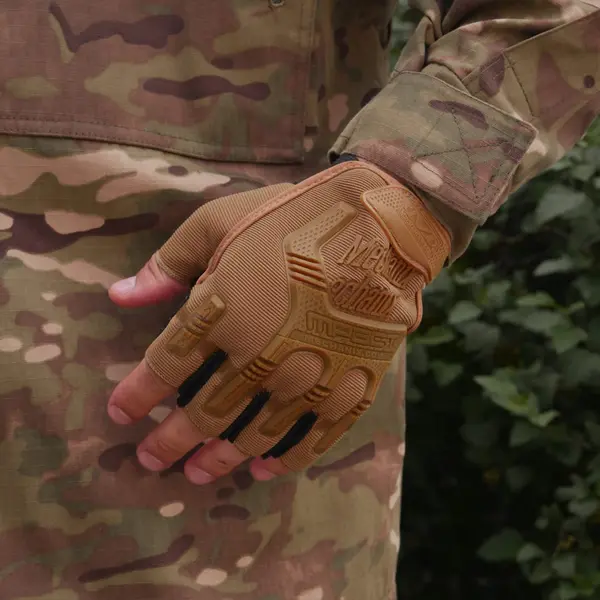 Рукавички безпалі з гумовим демпфером Mechanix Койот ONE SIZE