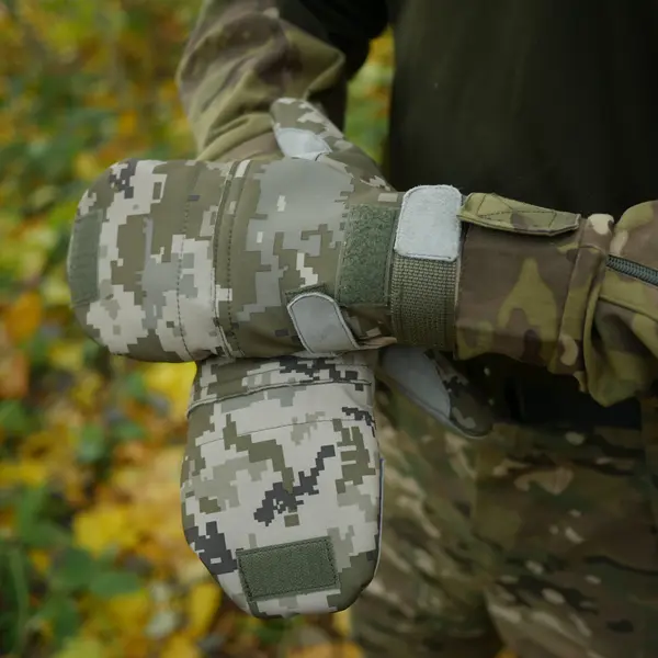 Тактичні утепленні зимові рукавиці Softshell піксель L