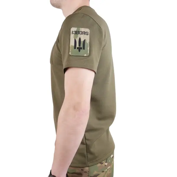 Футболка Kiborg Tactical Coolpass хакі з велкро панелями для шевронів M