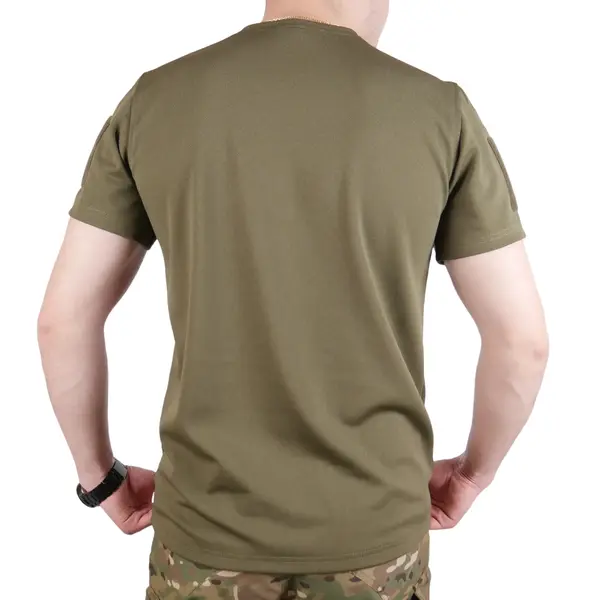 Футболка Kiborg Tactical Coolpass хакі з велкро панелями для шевронів M
