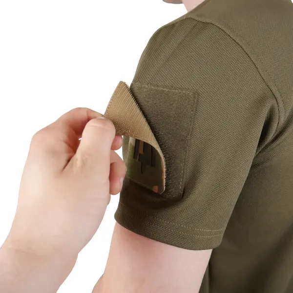 Футболка Kiborg Tactical Coolpass хакі з велкро панелями для шевронів M