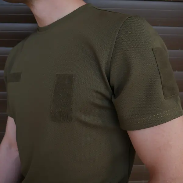 Футболка Kiborg Tactical Coolpass хакі з велкро панелями для шевронів M